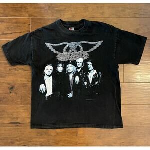 Vintage Giant 1997 Aerosmith Nine Lives Tour Double Sided TShirt Size Large